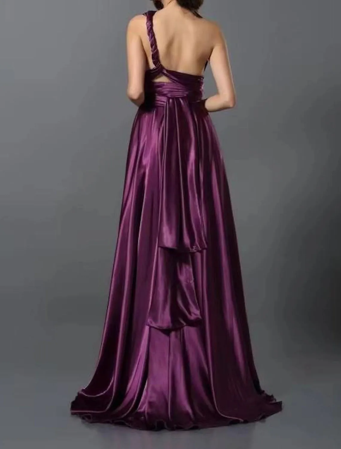 A-Line Wedding Guest Dresses Convertible Infinity Dress Party Wear Court Train Sleeveless One Shoulder Convertible Cotton Backless with Glitter Pleats