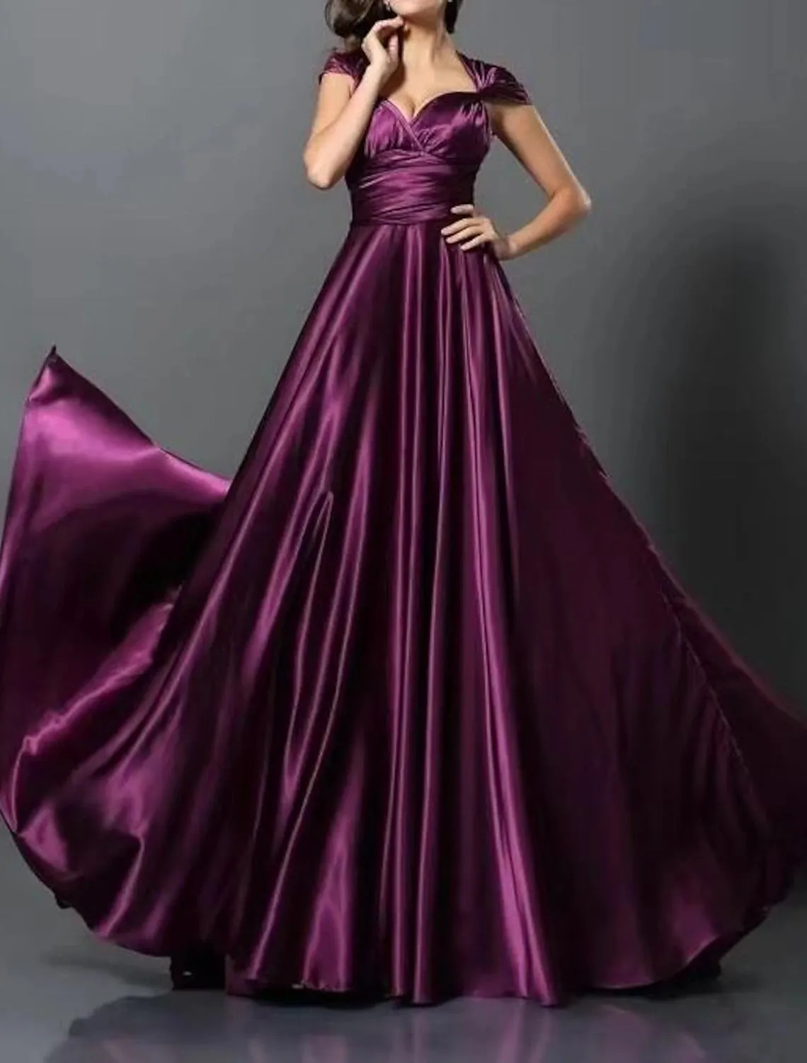 A-Line Wedding Guest Dresses Convertible Infinity Dress Party Wear Court Train Sleeveless One Shoulder Convertible Cotton Backless with Glitter Pleats