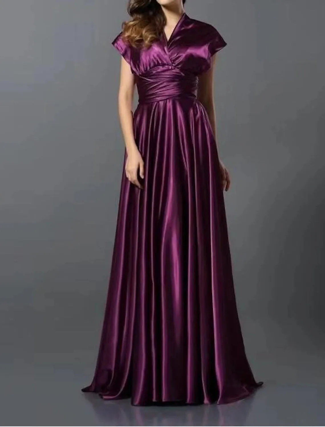 A-Line Wedding Guest Dresses Convertible Infinity Dress Party Wear Court Train Sleeveless One Shoulder Convertible Cotton Backless with Glitter Pleats