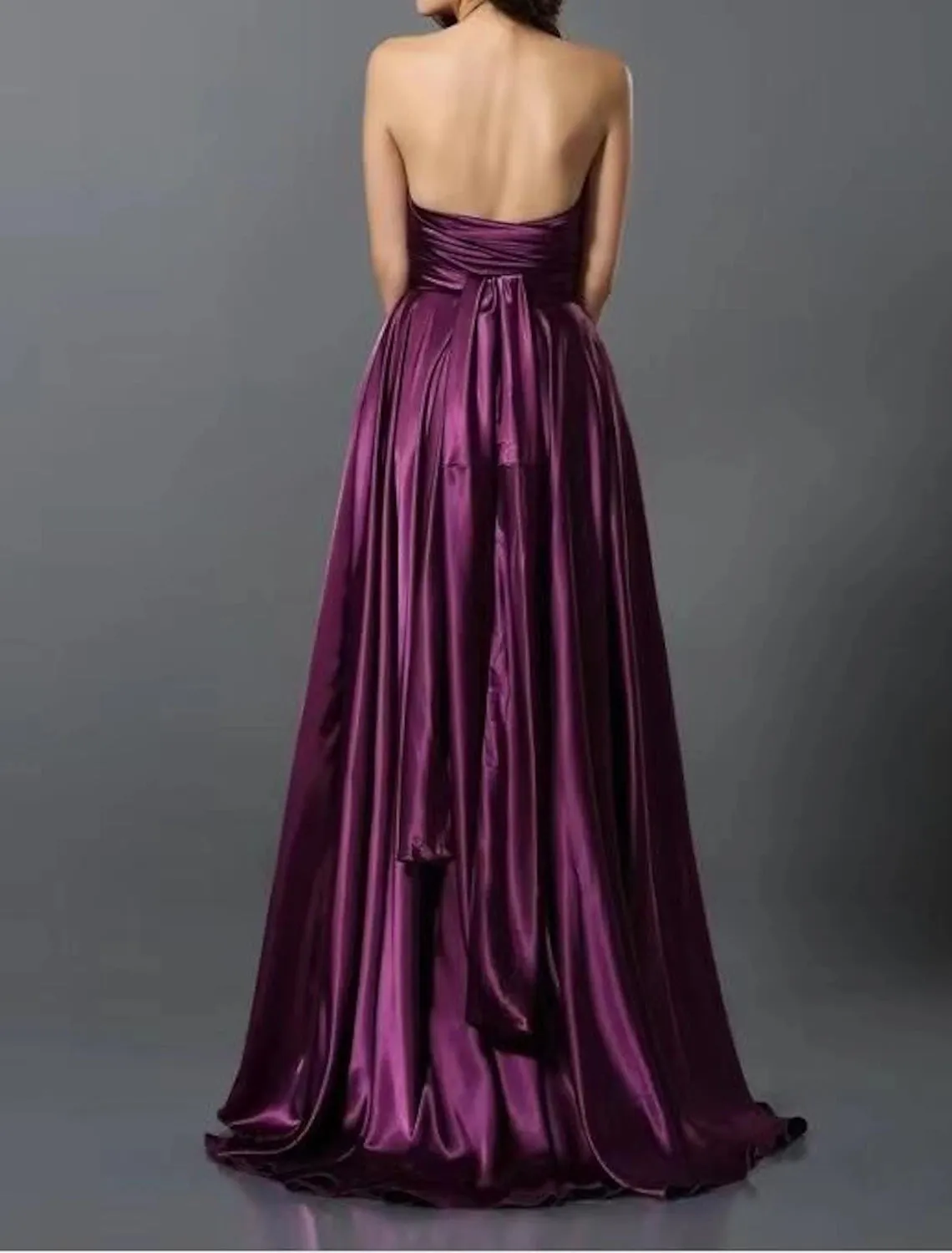 A-Line Wedding Guest Dresses Convertible Infinity Dress Party Wear Court Train Sleeveless One Shoulder Convertible Cotton Backless with Glitter Pleats