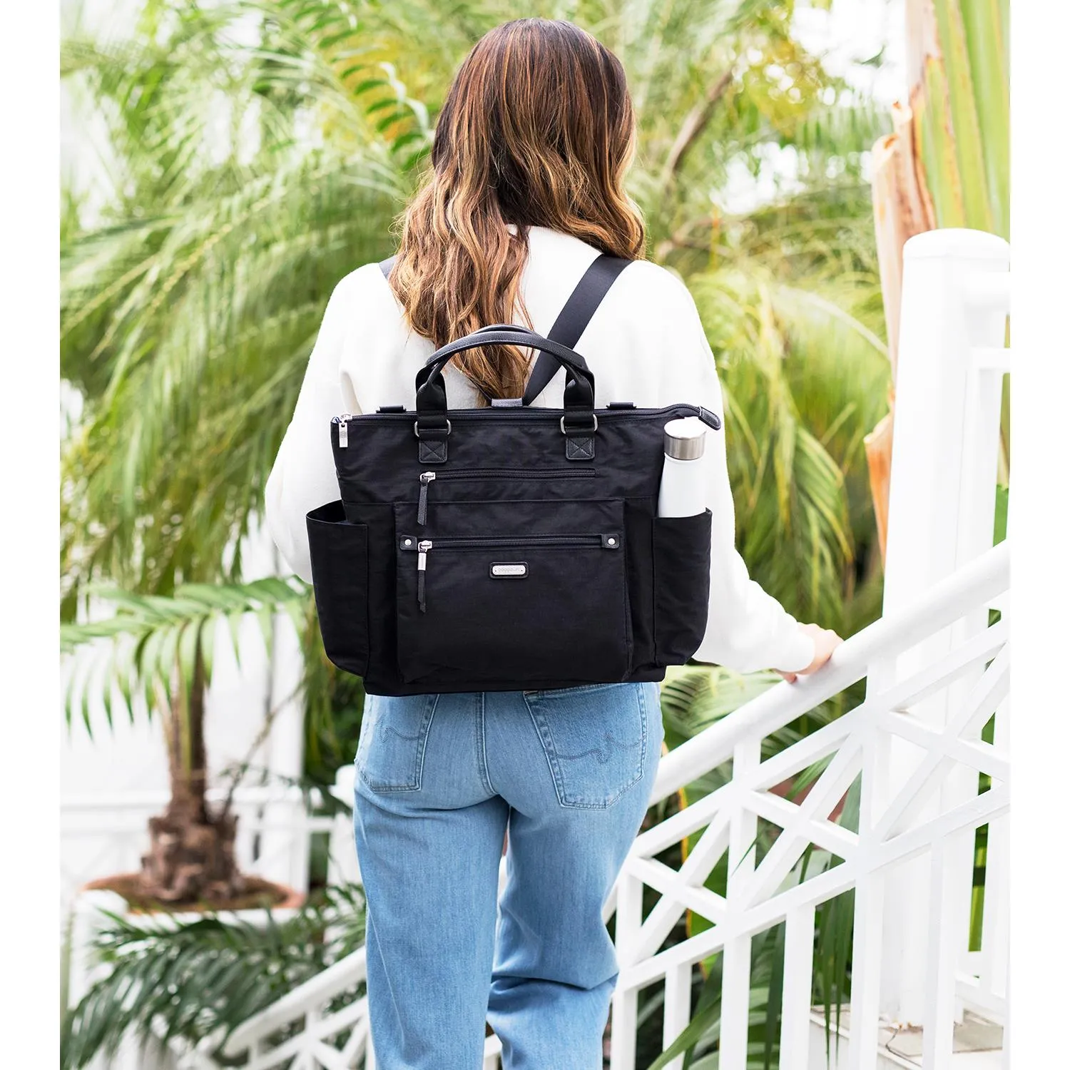 Baggallini 3-in-1 Convertible Backpack Black Nylon