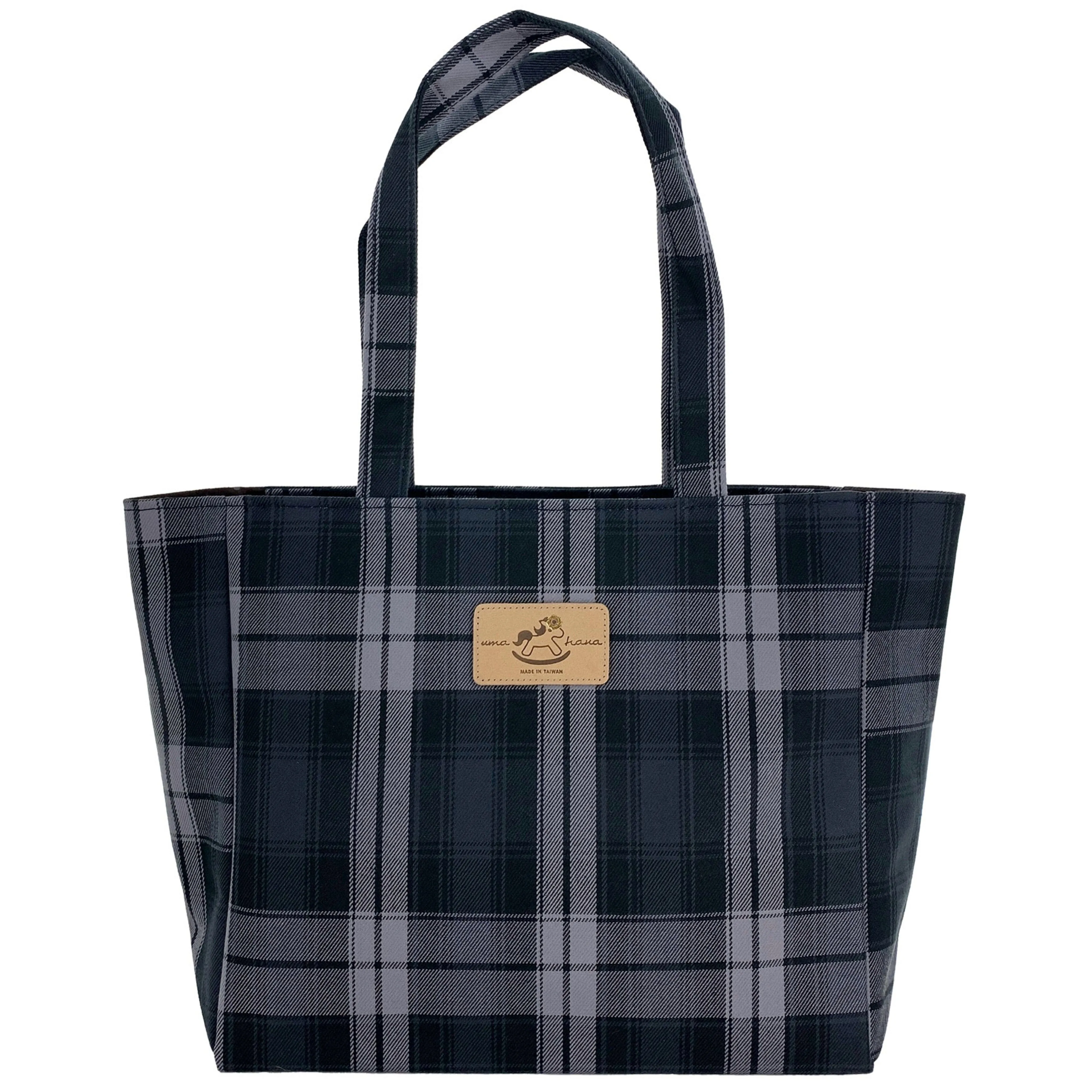 Black & Gray Tartan Plaid Medium Tote