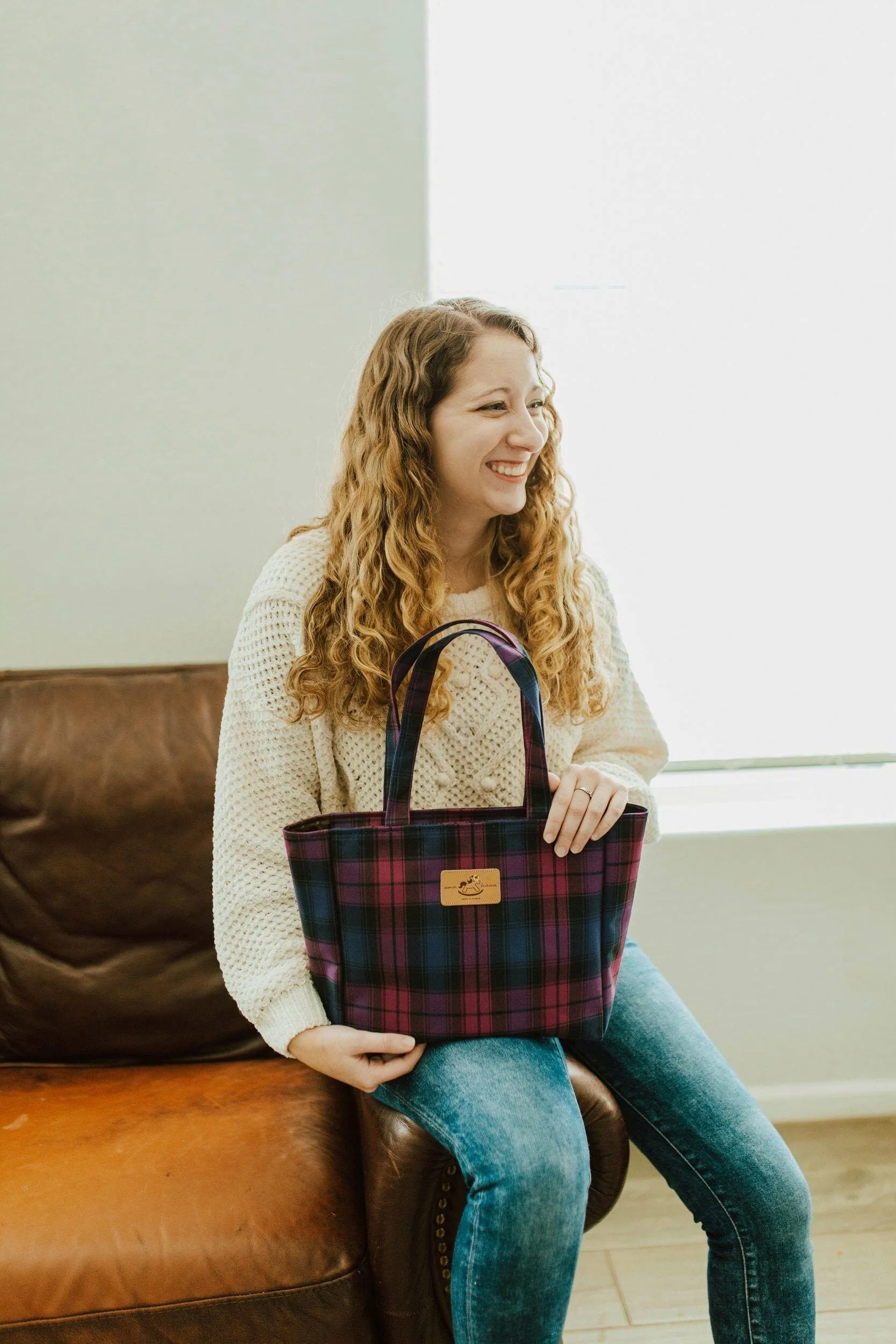 Black & Gray Tartan Plaid Medium Tote