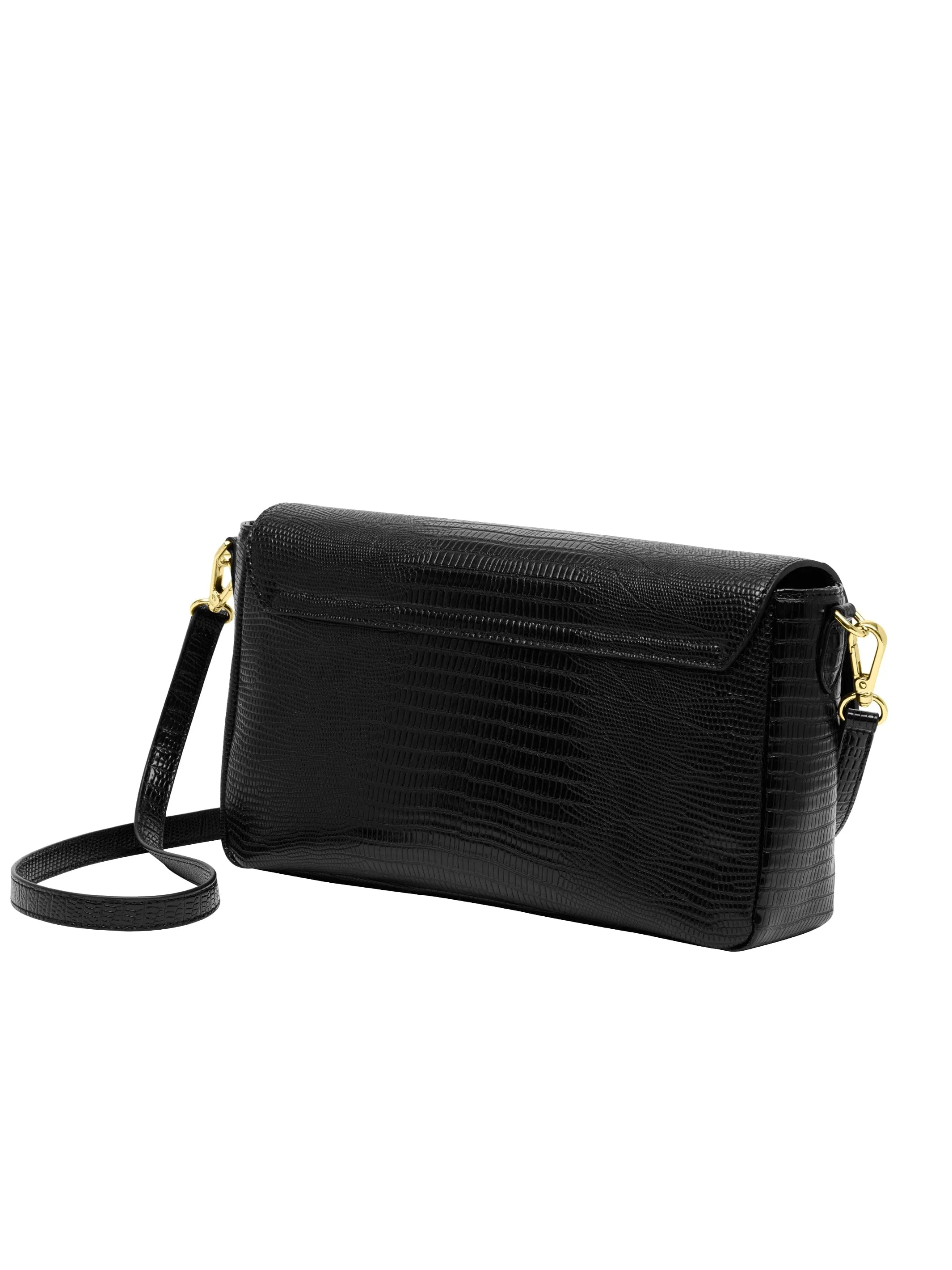 Cavalli Class CATANIA Black Snakeskin Textured Medium Crossbody Bag