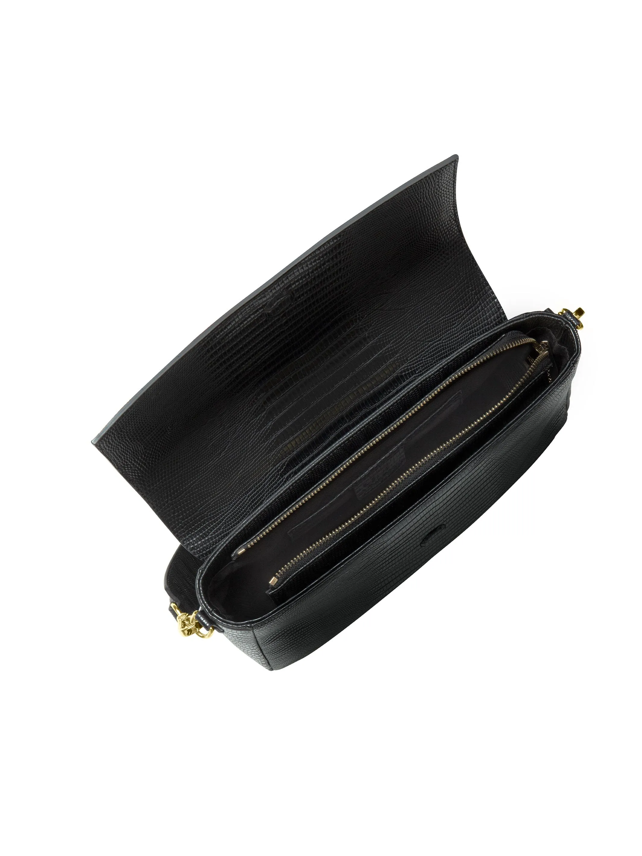 Cavalli Class CATANIA Black Snakeskin Textured Medium Crossbody Bag