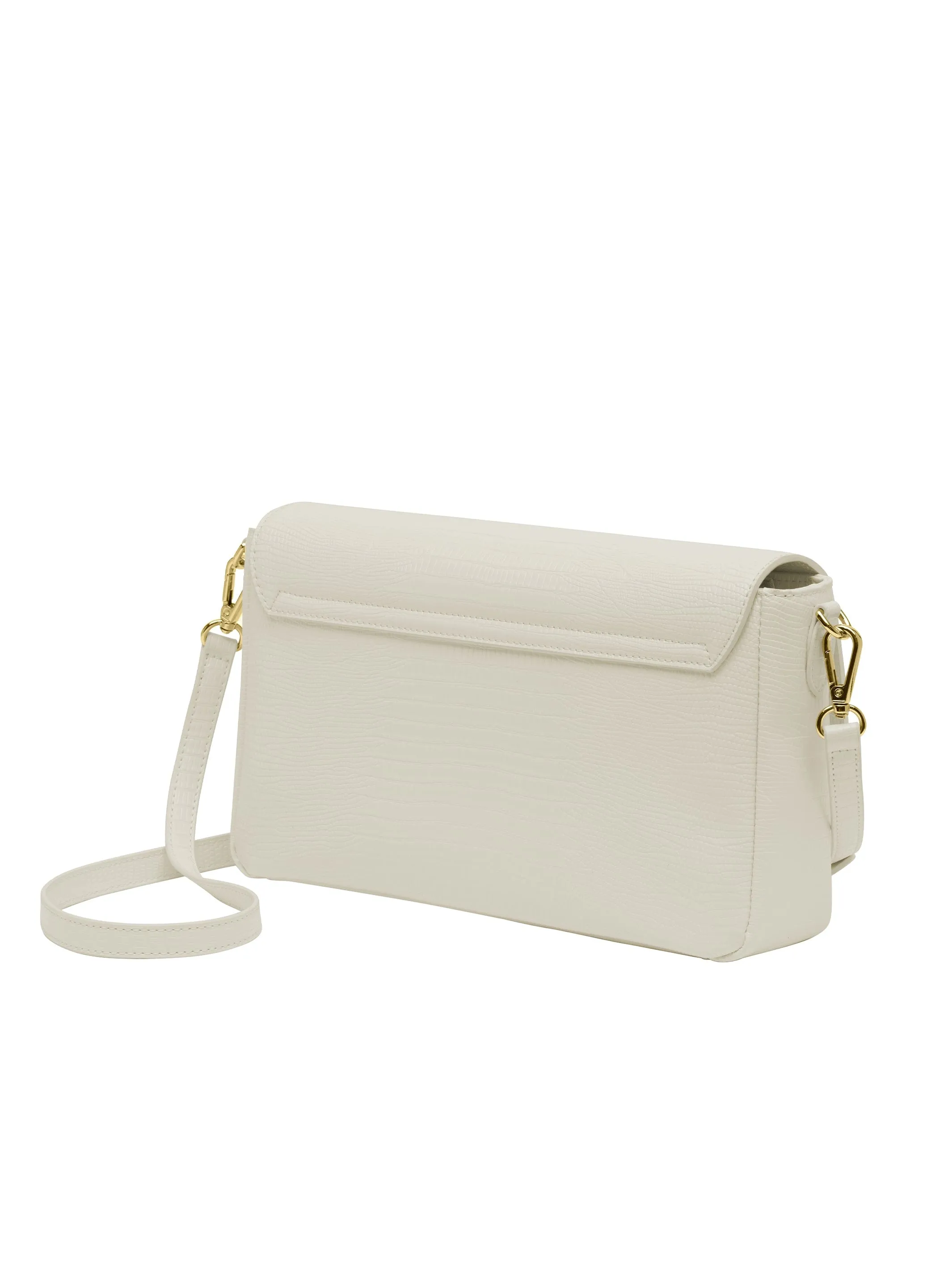 Cavalli Class CATANIA White Snakeskin Textured Medium Crossbody Bag
