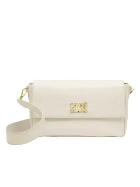 Cavalli Class CATANIA White Snakeskin Textured Medium Crossbody Bag