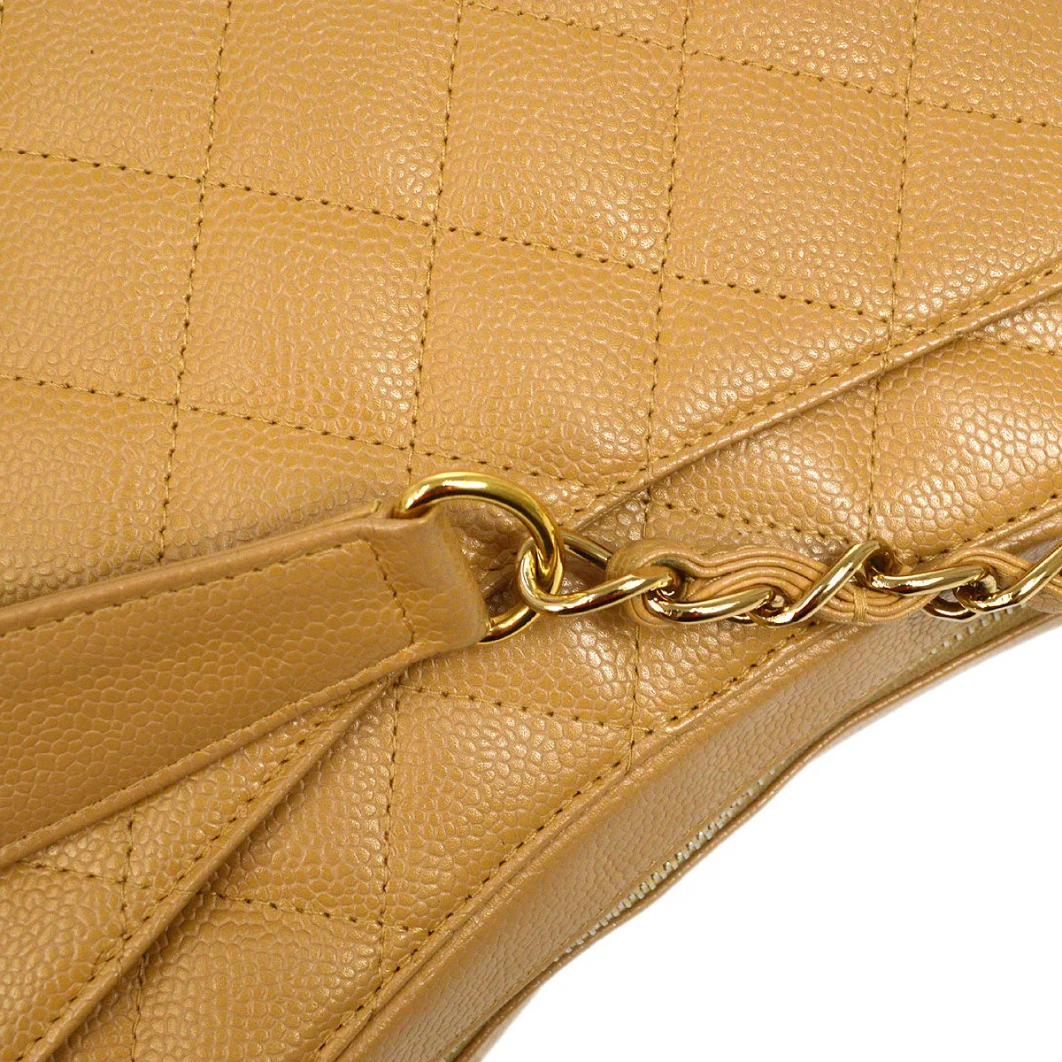 CHANEL 2003-2004 Hobo Bag Beige Caviar