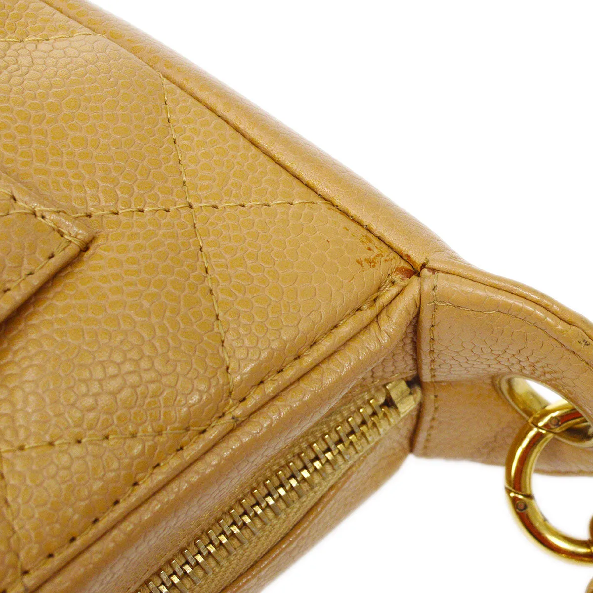 CHANEL 2003-2004 Hobo Bag Beige Caviar