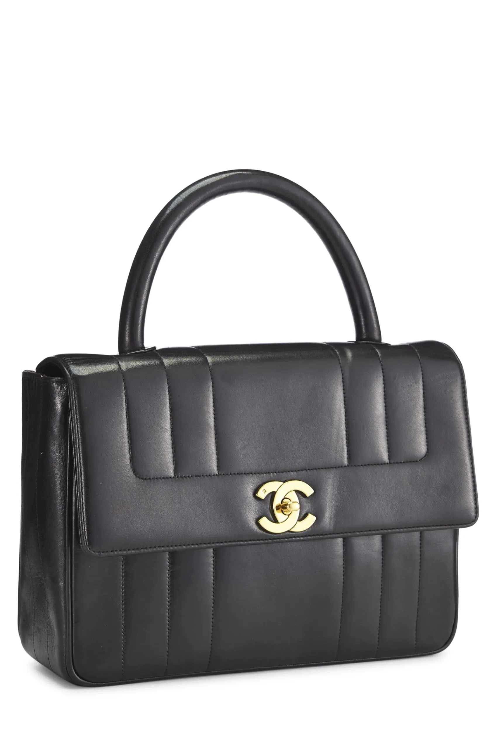 Chanel,  Black Vertical Lambskin Kelly, Black