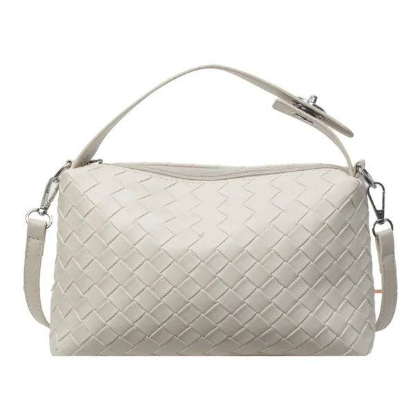 Chic Stylish Vegan Leather Woven Convertible Crossbody Handbag Bag