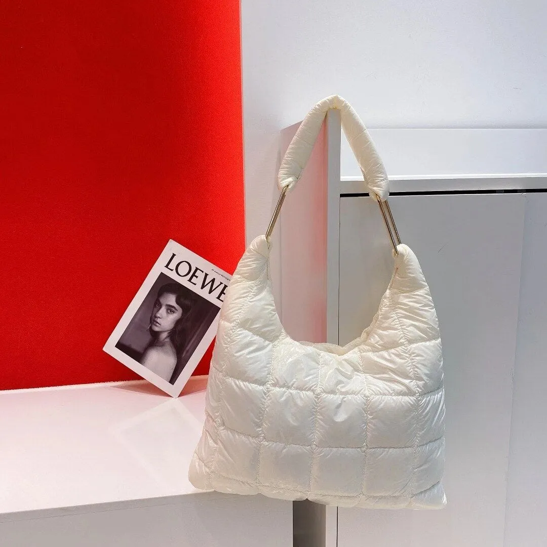 Christmas Gift Cotton Space Bags for Women Designer Handbag Winter Padded Wrist Bag Luxury Down Shoulder Bag Ladies Quilting Tote Hobo Shopper