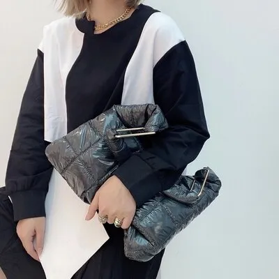 Christmas Gift Cotton Space Bags for Women Designer Handbag Winter Padded Wrist Bag Luxury Down Shoulder Bag Ladies Quilting Tote Hobo Shopper