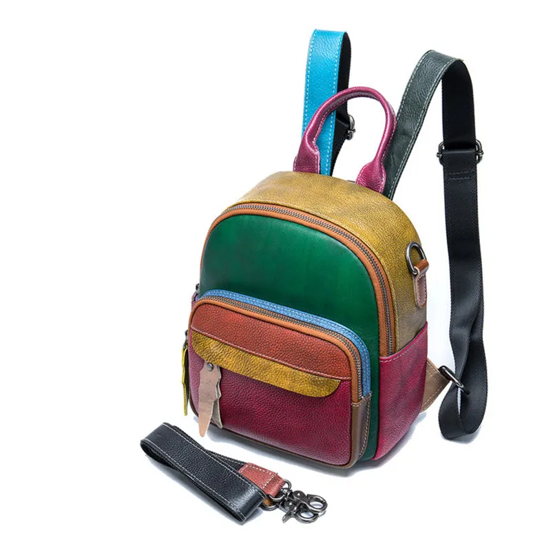 Cute Women's Mini Leather Backpack Bag Leather Convertible Backpack  Shoulder Backpack For Women