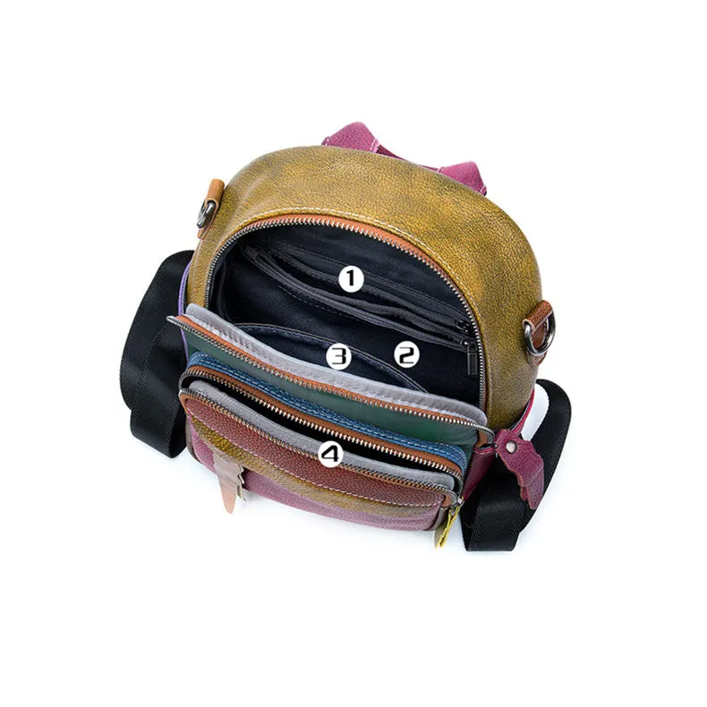 Cute Women's Mini Leather Backpack Bag Leather Convertible Backpack  Shoulder Backpack For Women
