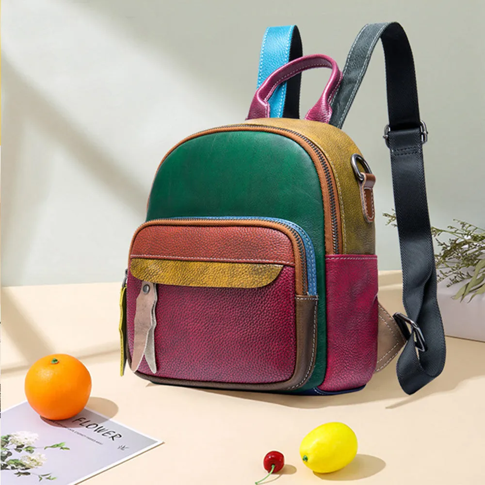 Cute Women's Mini Leather Backpack Bag Leather Convertible Backpack  Shoulder Backpack For Women