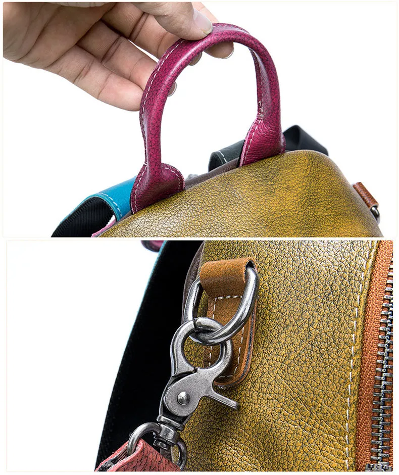 Cute Women's Mini Leather Backpack Bag Leather Convertible Backpack  Shoulder Backpack For Women