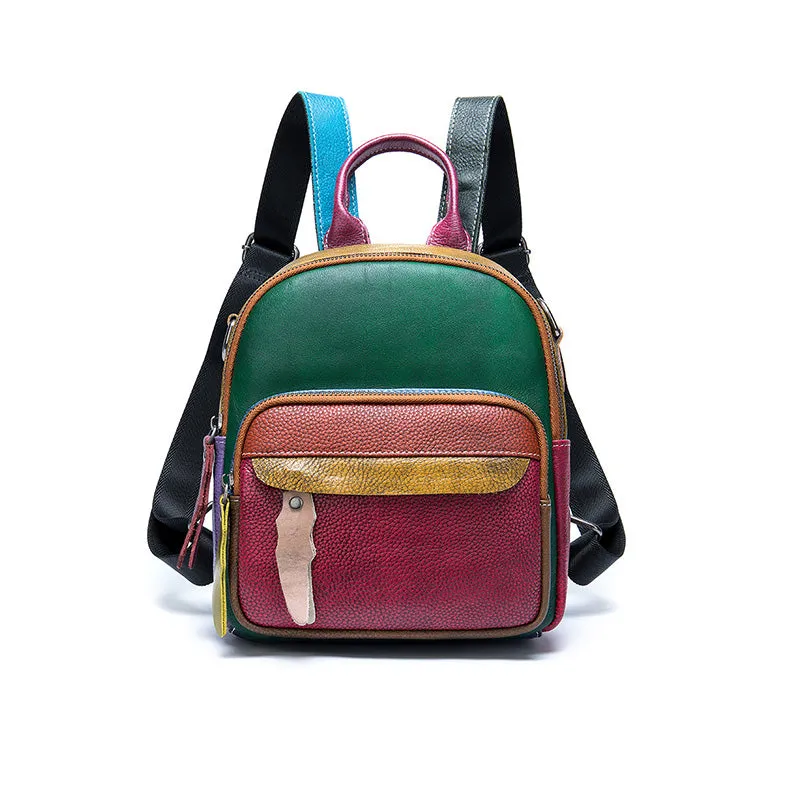 Cute Women's Mini Leather Backpack Bag Leather Convertible Backpack  Shoulder Backpack For Women