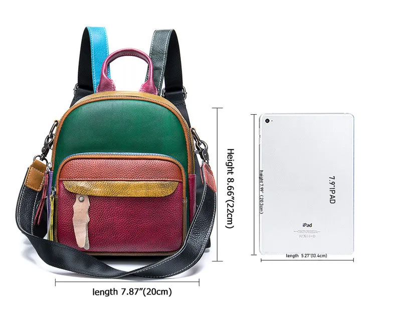 Cute Women's Mini Leather Backpack Bag Leather Convertible Backpack  Shoulder Backpack For Women