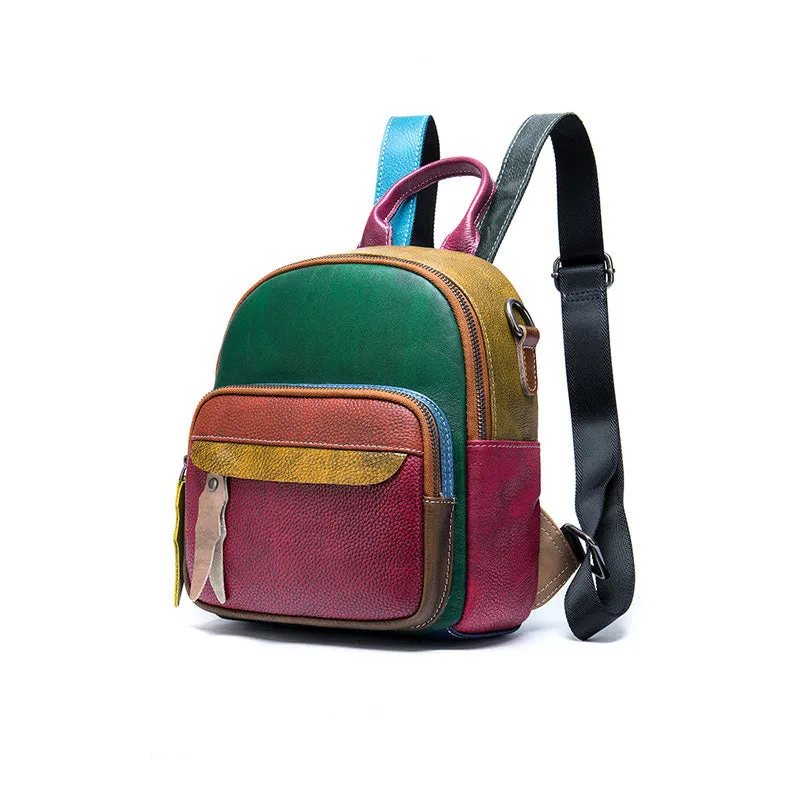 Cute Women's Mini Leather Backpack Bag Leather Convertible Backpack  Shoulder Backpack For Women