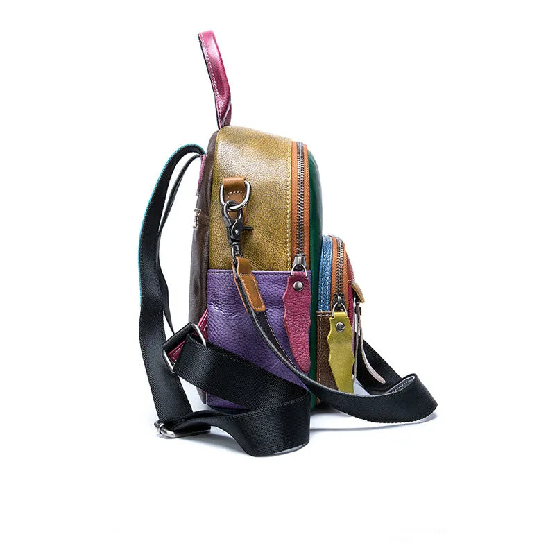 Cute Women's Mini Leather Backpack Bag Leather Convertible Backpack  Shoulder Backpack For Women