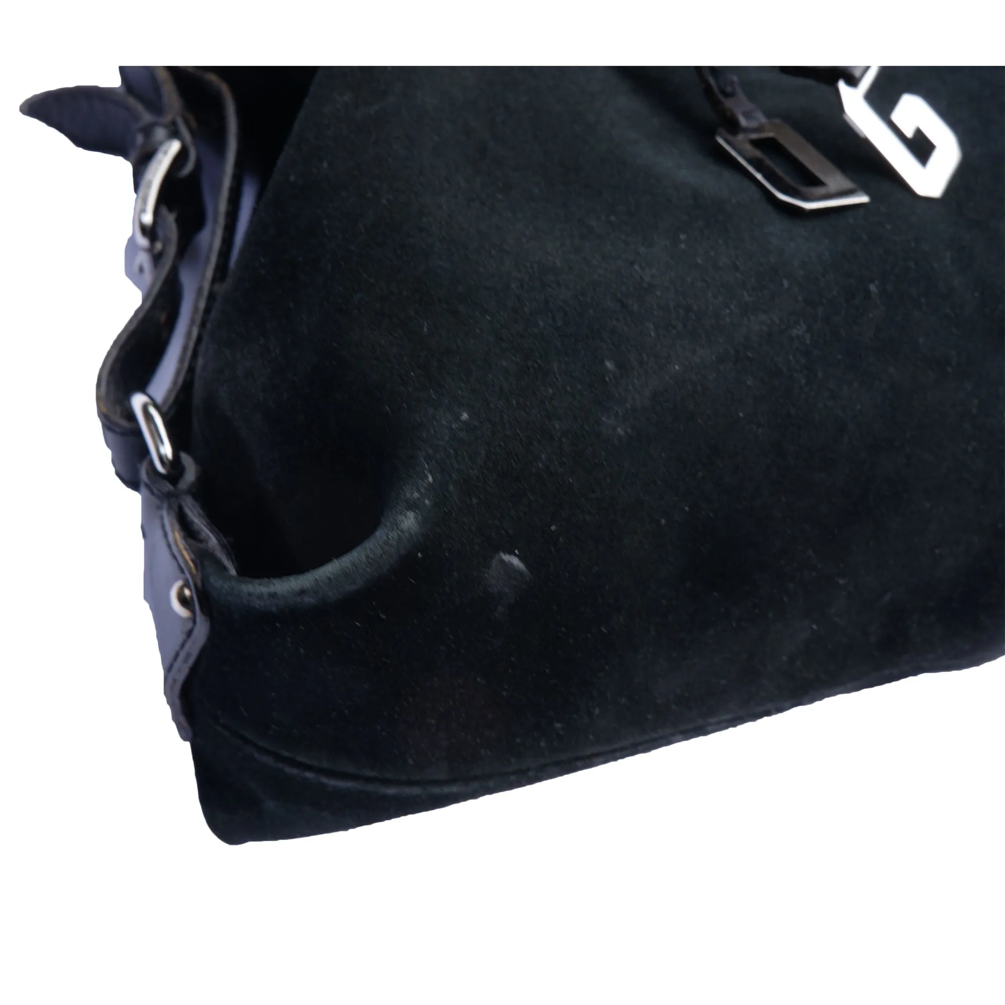 DOLCE & GABBANA BLACK SUEDE SHOULDER HOBO BAG