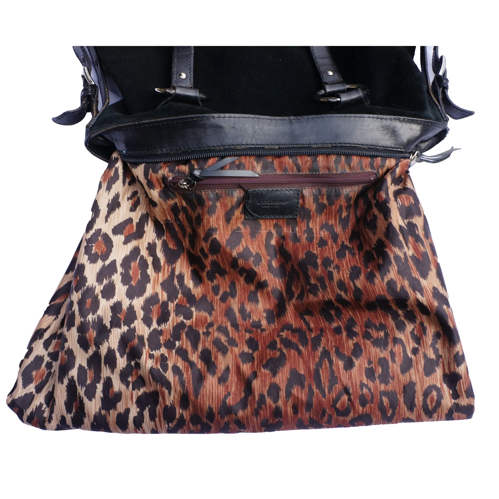 DOLCE & GABBANA BLACK SUEDE SHOULDER HOBO BAG