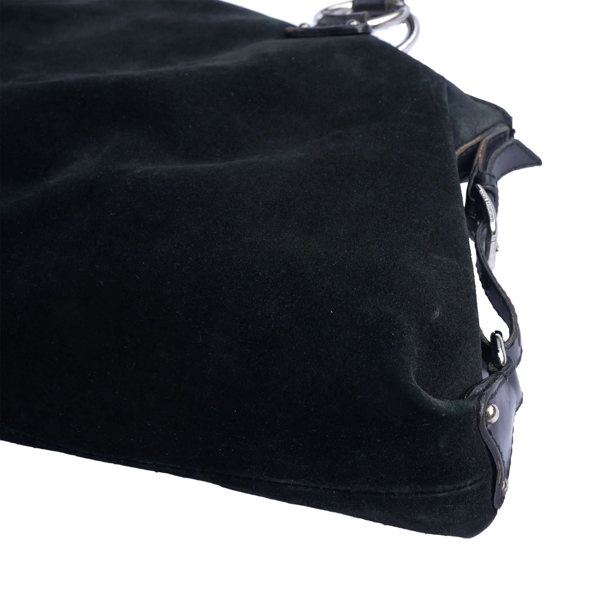DOLCE & GABBANA BLACK SUEDE SHOULDER HOBO BAG
