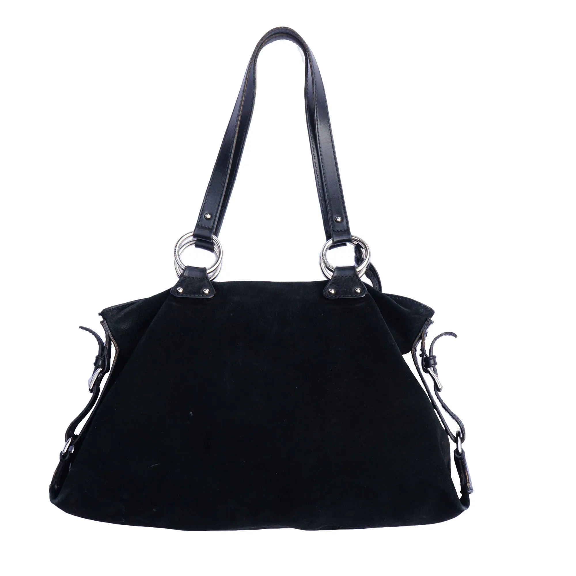 DOLCE & GABBANA BLACK SUEDE SHOULDER HOBO BAG