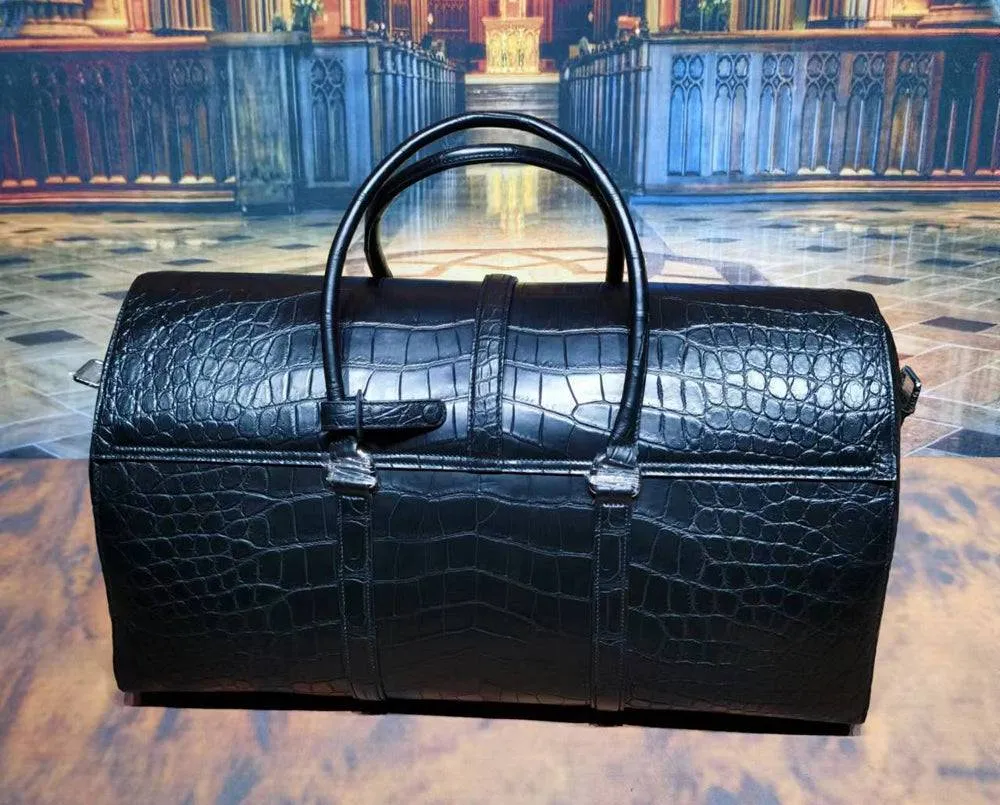 Genuine Crocodile Leather Extra Large Holdall Overnight Weekend Travel Duffel Luggage Bag