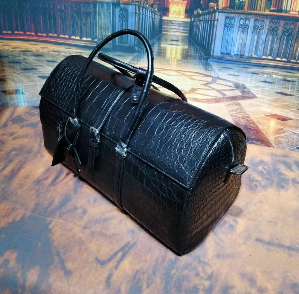 Genuine Crocodile Leather Extra Large Holdall Overnight Weekend Travel Duffel Luggage Bag