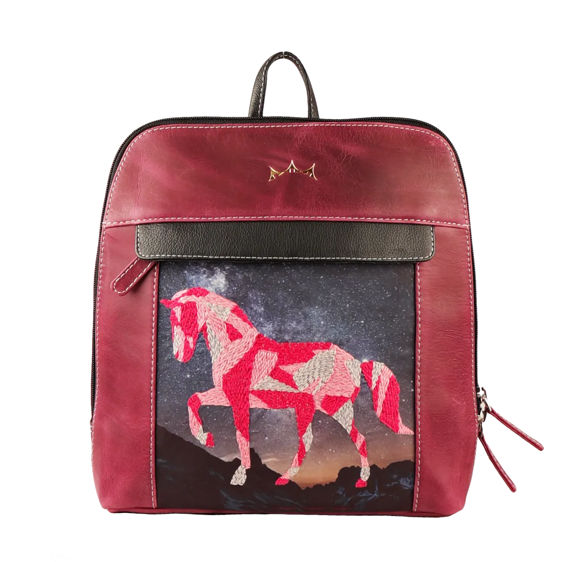 Genuine Leather Handcrafted Small Backpack Women (Cranberry)