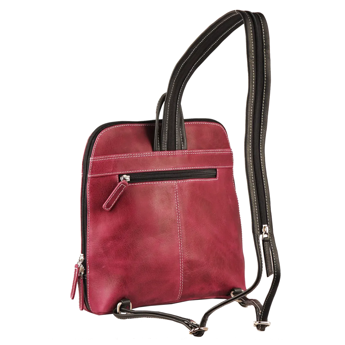 Genuine Leather Handcrafted Small Backpack Women (Cranberry)