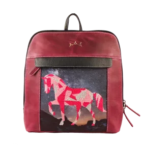 Genuine Leather Handcrafted Small Backpack Women (Cranberry)