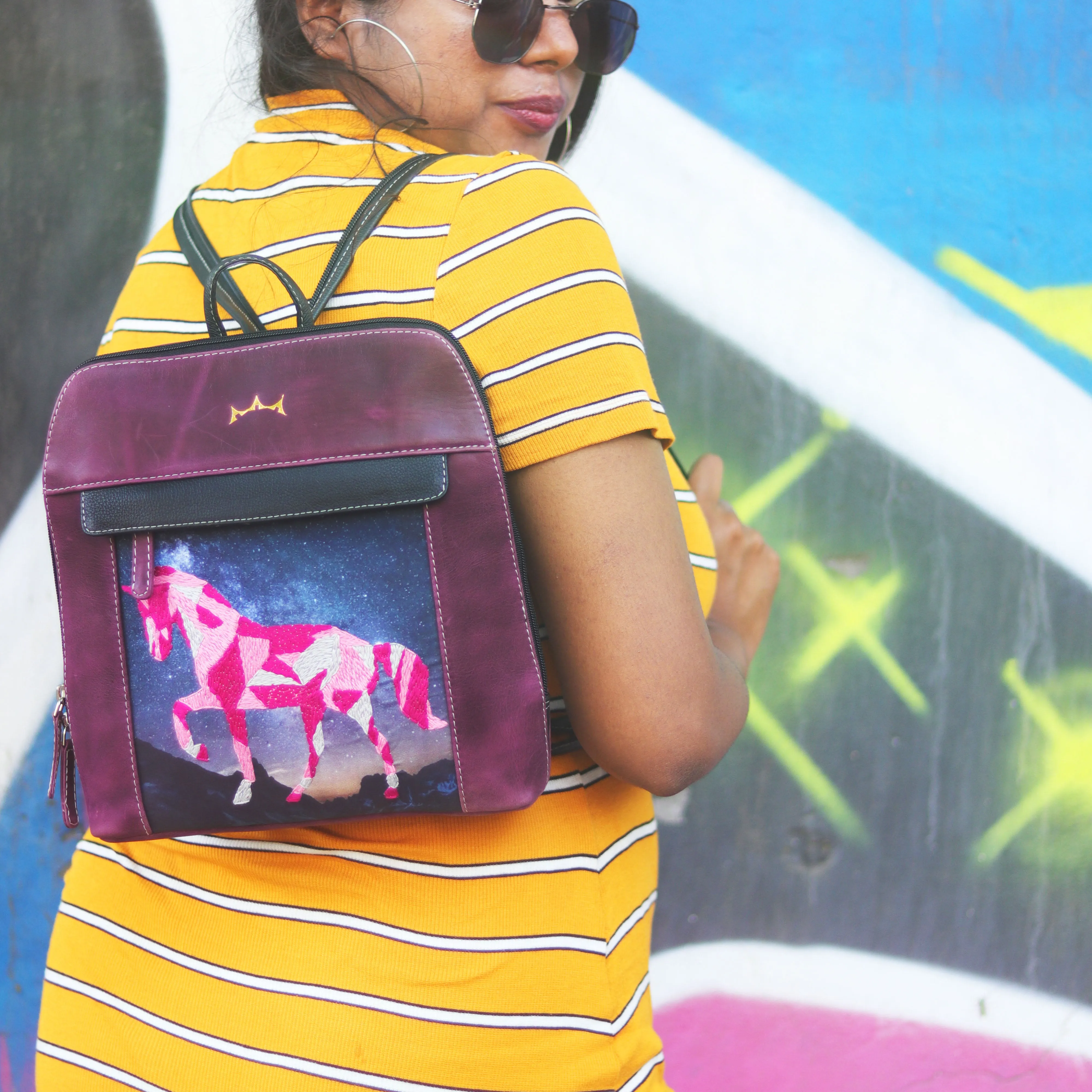 Genuine Leather Handcrafted Small Backpack Women (Cranberry)