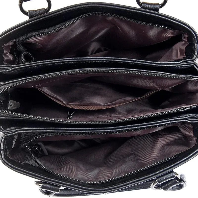 High-Capacity Luxury Female Handbag Soft Leather Shoulder Crossbody Bag for Women Designer Tote Bag with 3 Layers