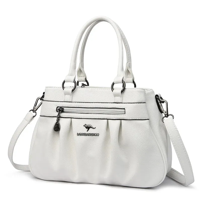 High-Capacity Luxury Female Handbag Soft Leather Shoulder Crossbody Bag for Women Designer Tote Bag with 3 Layers