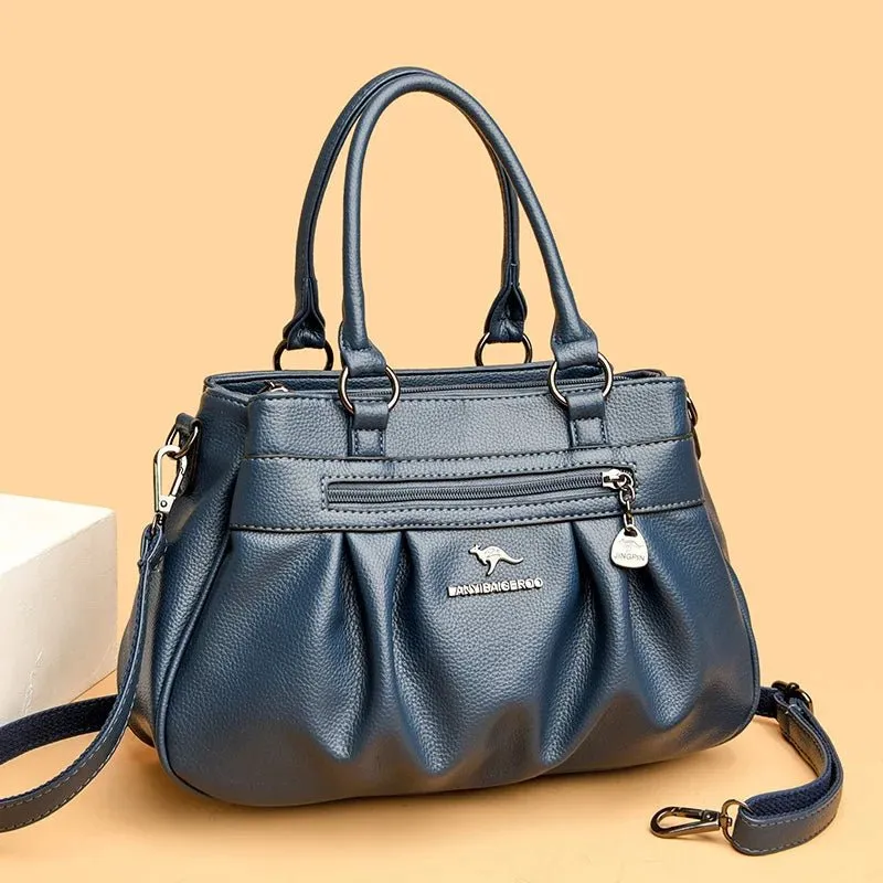 High-Capacity Luxury Female Handbag Soft Leather Shoulder Crossbody Bag for Women Designer Tote Bag with 3 Layers