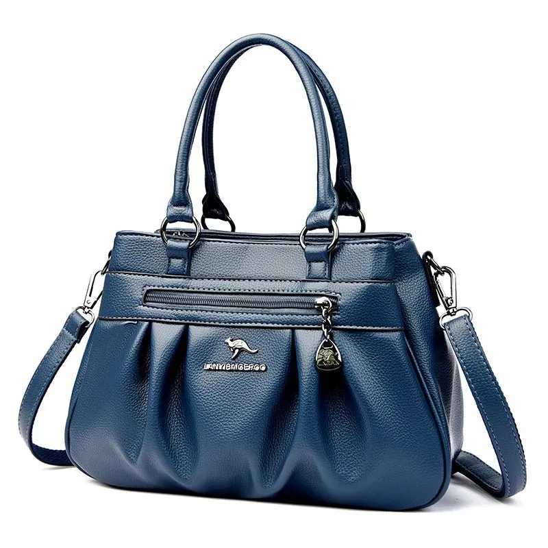 High-Capacity Luxury Female Handbag Soft Leather Shoulder Crossbody Bag for Women Designer Tote Bag with 3 Layers