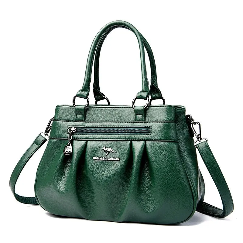 High-Capacity Luxury Female Handbag Soft Leather Shoulder Crossbody Bag for Women Designer Tote Bag with 3 Layers