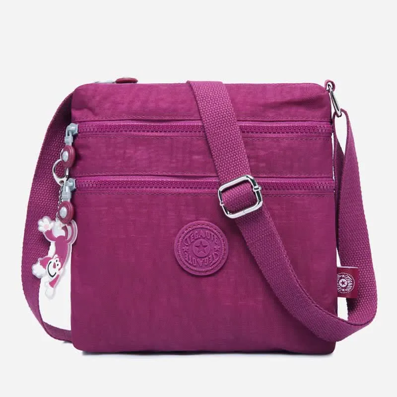 Lightweight Triple Zip Small Crossbody Bag Shoulder Bag for Women