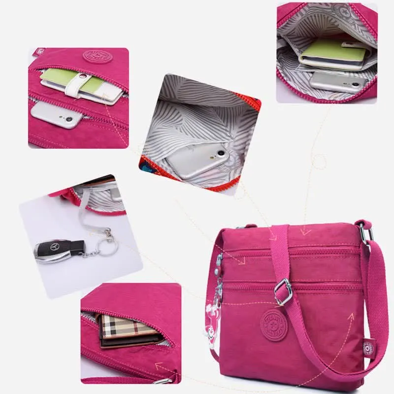 Lightweight Triple Zip Small Crossbody Bag Shoulder Bag for Women