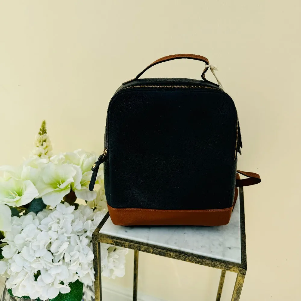 LLG Navy & Tan Trimmed Leather Backpack