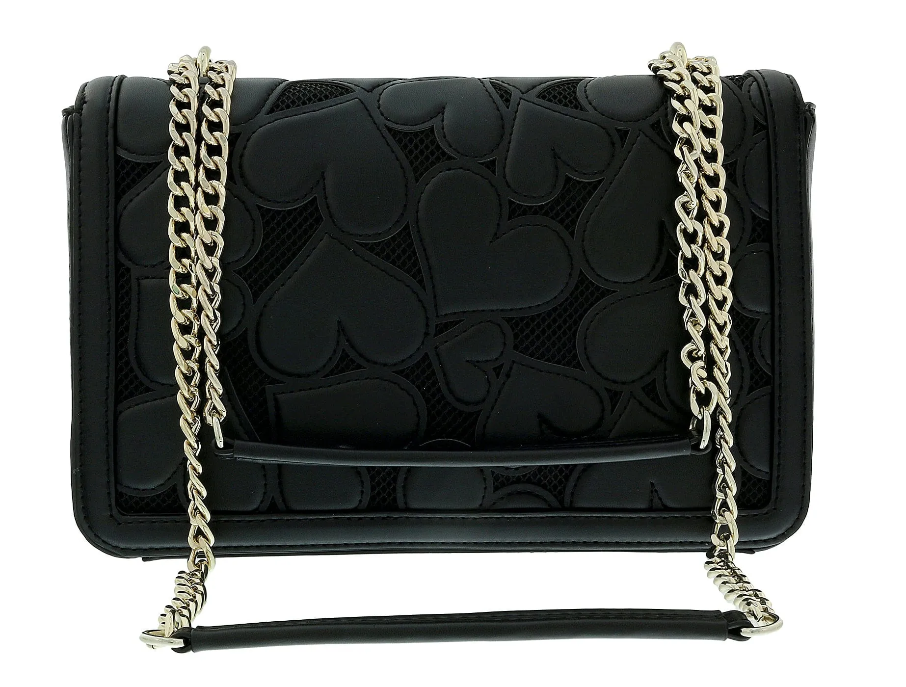 Love Moschino Black Heart Mesh Structured Medium Shoulder Bag