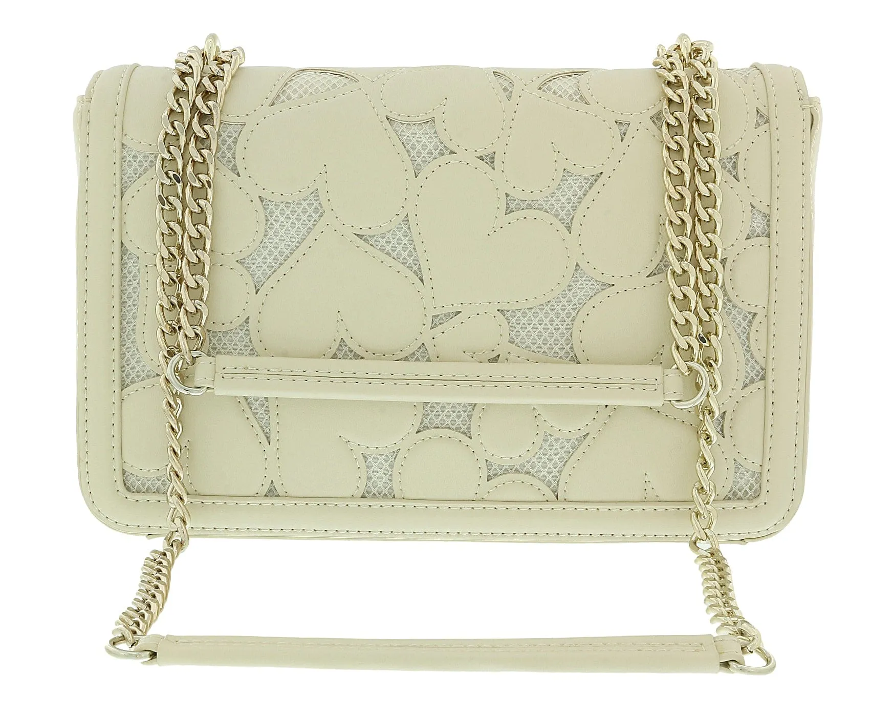 Love Moschino Cream  Heart Mesh Structured Medium Shoulder Bag