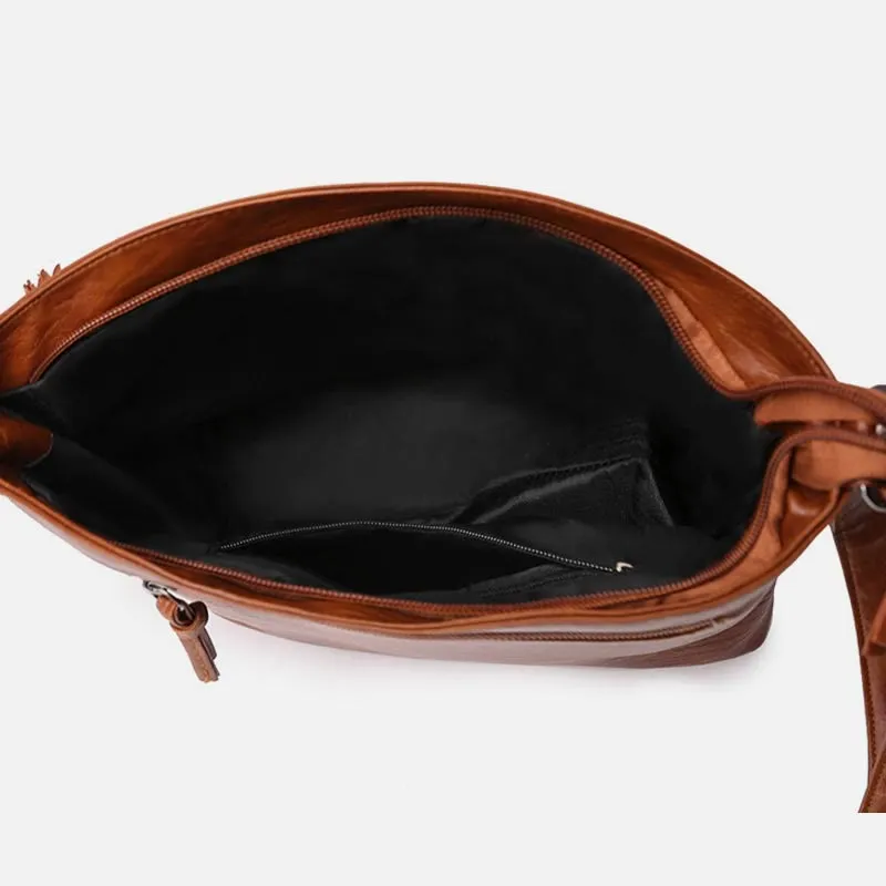Minimalist Faux Leather Purse Triple Layer Vintage Women Crossbody Bag