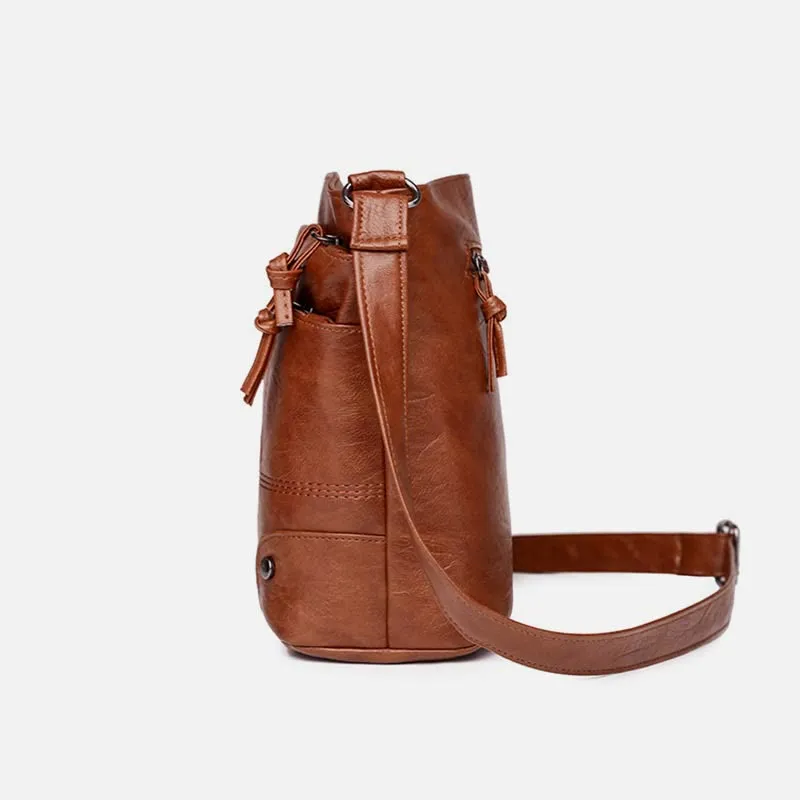 Minimalist Faux Leather Purse Triple Layer Vintage Women Crossbody Bag