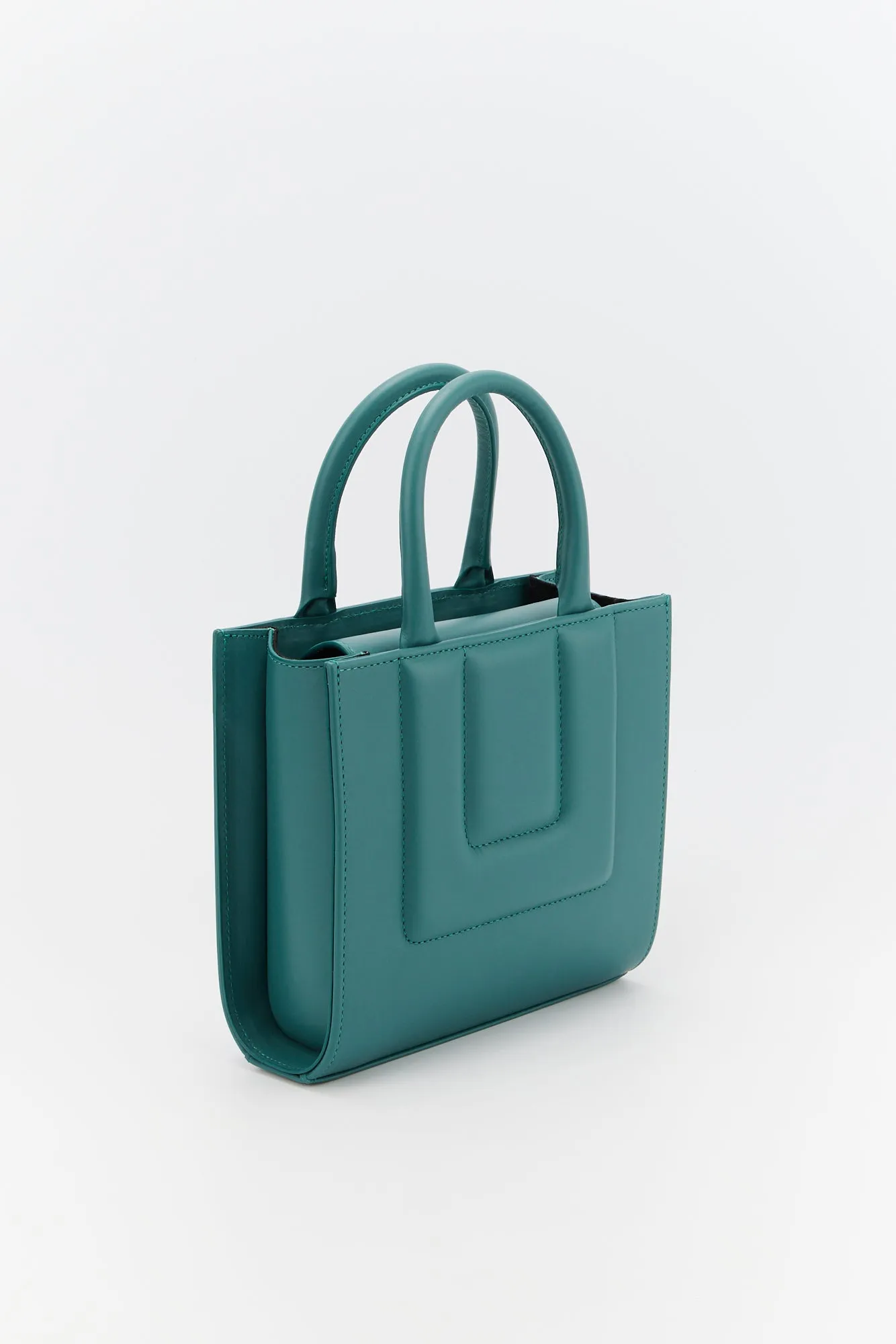 PEACOCK BLUE Leather Structured Mini Tote