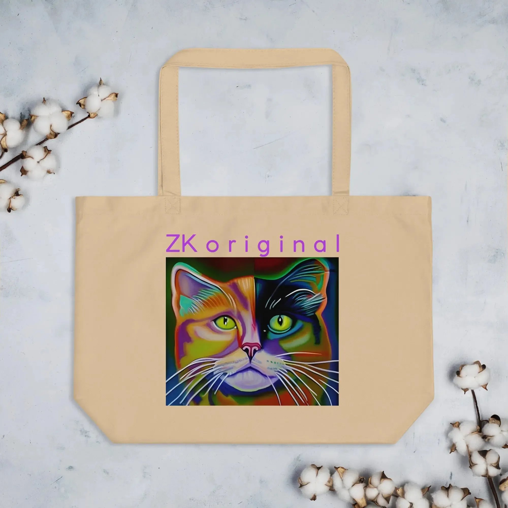 "Cat Lovers" Collection - Large Organic Tote Bag