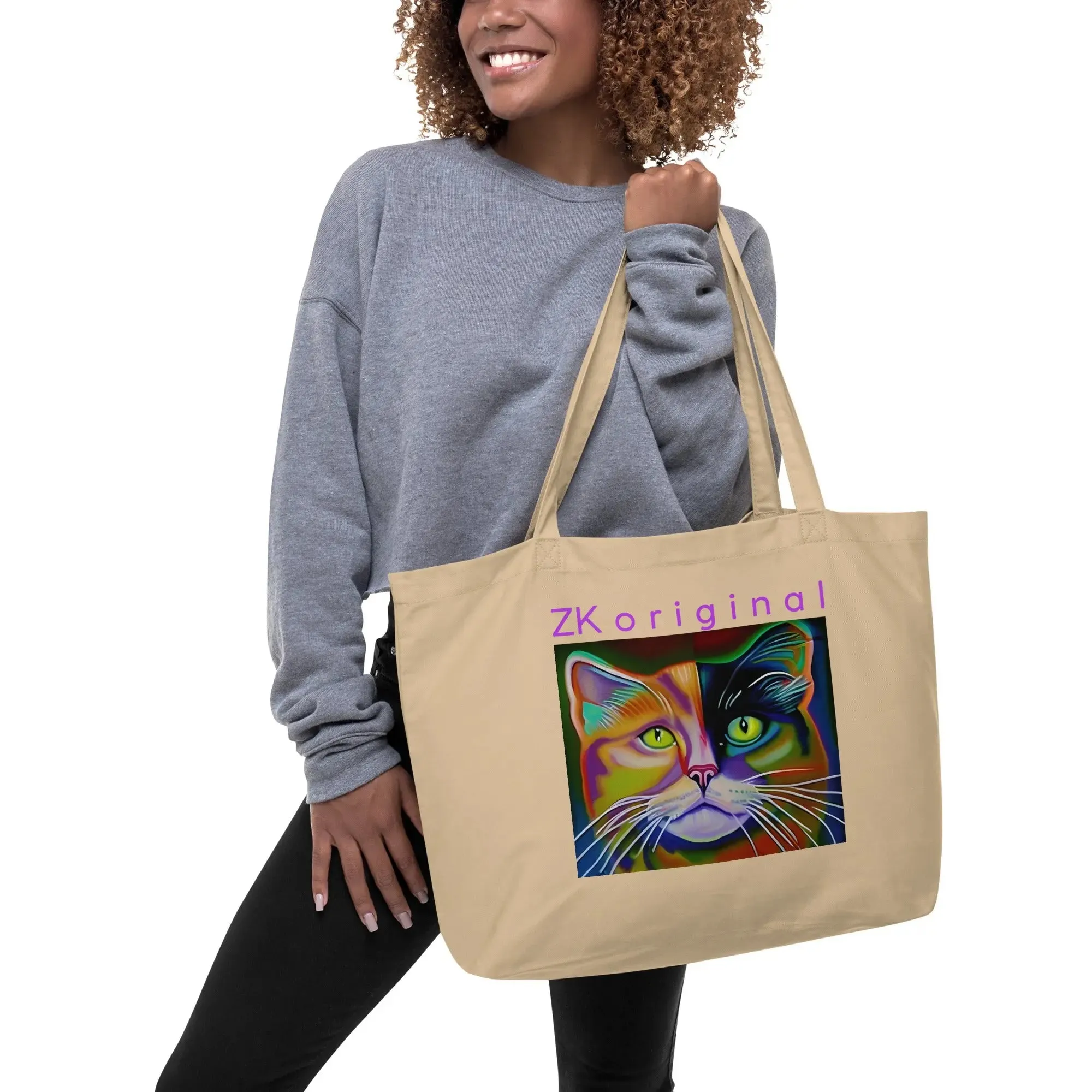 "Cat Lovers" Collection - Large Organic Tote Bag
